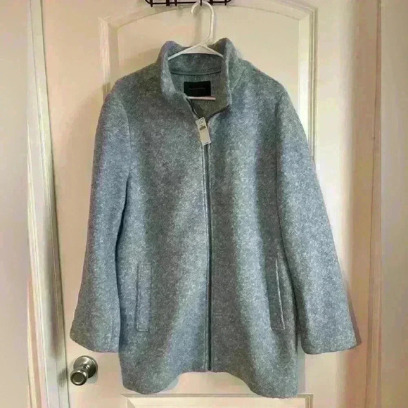 NWT Banana Republic Knit Wool Funnel Neck Coat Powder Blue . XL. - Picture 3 of 7